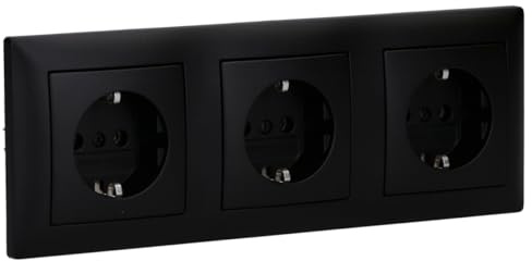 Busch-Jaeger Busch-balance SI 3-fach SCHUKO Steckdosen Set +Rahmen | 3× 20 EUC-915 SCHUKO Steckdosen + 1× 1723-915 3-fach Abdeckrahmen Schwarz matt