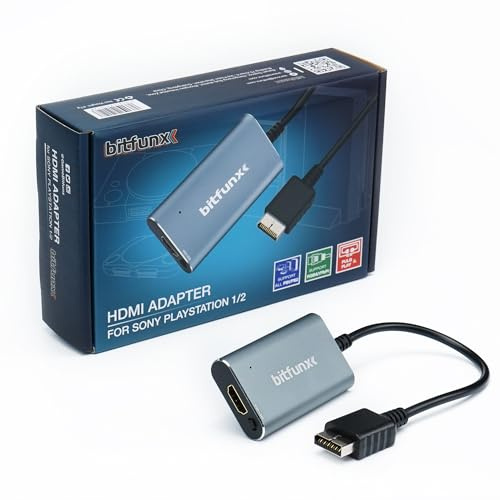 BITFUNX Adaptateur HDMI PS2/PS1/PS One – Commutateur RVB vers composant intégré, prend en charge RVB/composant vers HDMI 1080p, adaptateur de jeu vidéo Plug & Play