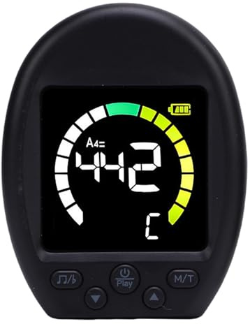 Drfeify Digitaler Metronom-Tuner, Einfach zu Bedienen, Vielseitiges Musikwerkzeug für Gitarre, Bass, Ukulele, Violine mit Drehbarer Klemme, Tragbar und Zuverlässig, Präzision und Genauigkeit (BLACK)