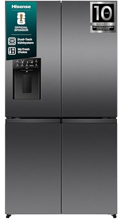 Hisense RQ5P640SYKD Cross Door Kühl-Gefrierkombination/Freistehend/ 640L Volumen/ 35dB/ EEK: D/Dual-Tech Kühlsystem/My Fresh Choice/Metal Tech Cooling/Cool Fresh Box/ (BxHxT): 91 × 179 × 72,5 cm