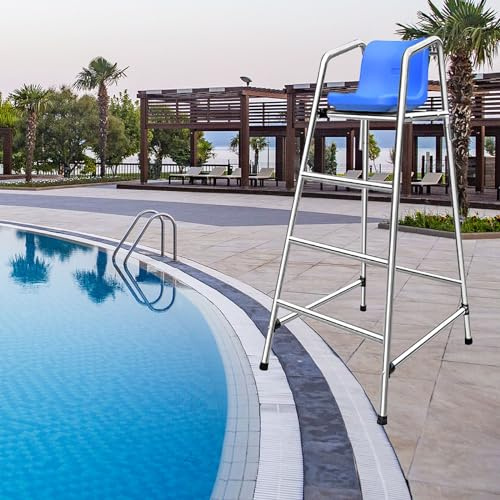 Lifeguard Chairs,Portable Lifeguard Chair for Home Pools & Patios, Detachable Rescue Ladder, Stainless Steel Safety Equipment, 3-Step Lifeguard Seat (H 150cm/59inch) for Above Ground Pools