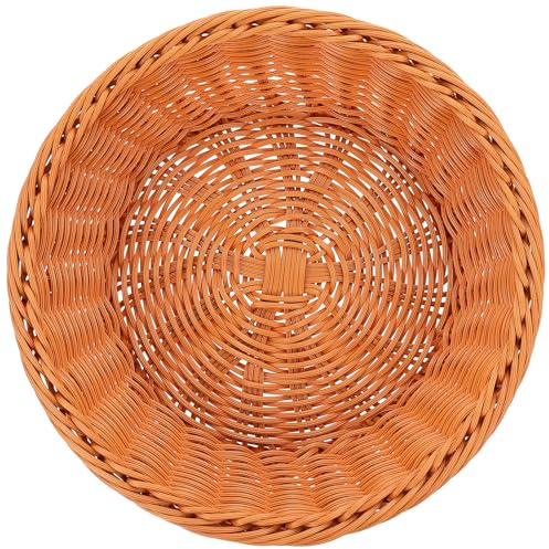 NUOBESTY Cestino per Frutta e Caramelle in Plastica PP Intrecciata Effetto Rattan, Resistente e Pratico da Usare, Forma Rotonda per Cucina e Decorazione Casa