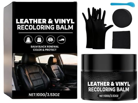 riparatrice per Pelle, 100 g, balsamo Nero con Imbottitura in Spugna, Rivestimento Protettivo per mobili, divani, sedili Auto, Giacche, Scarpe, Borse, Uso Domestico