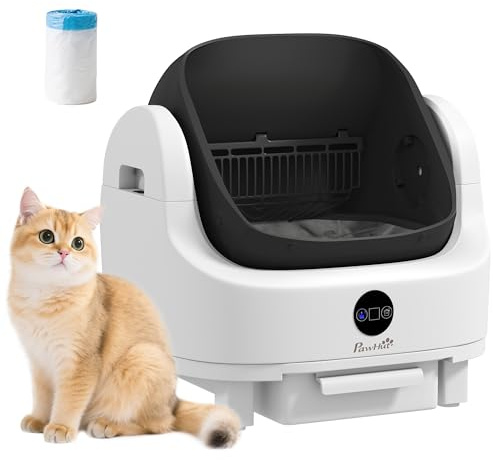 PawHut Lettiera Gatto Autopulente, Lettiera Automatica per Più Gatti | Design Aperto, Sensori di Sicurezza, Deodorante, Contenitore Rifiuti 8L, Sacchi Spazzatura, Silenzioso, per Gatti 1-5 kg