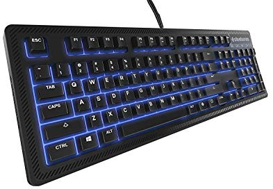 Steelseries Apex 100, Teclado para Juegos, con retroiluminación Azul, Teclas Macro, Gestión de Software, (PC/Mac) - Disposición US QWERTY