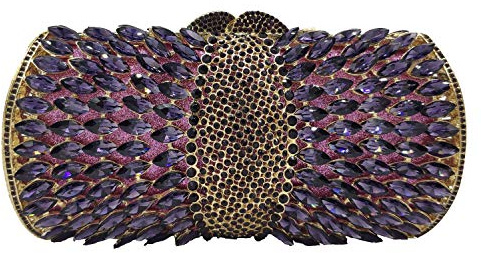 Boutique De FGG Picco Pochette e Clutch Cristallo Donne Strass Borse da Sera Sposa Borsetta da Matrimonio com Punte,Mini,Viola