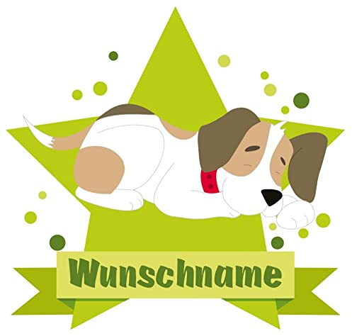 Samunshi® Süßer Hund Aufkleber mit Namen Autoaufkleber Namensaufkleber Kinder - 10x8,8cm mehrfarbig