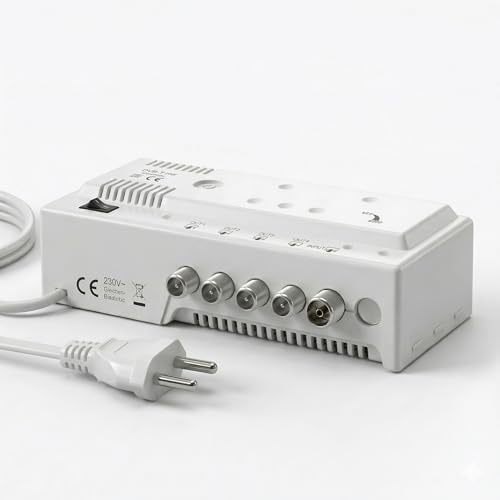 TronicXL professionell kabel-TV-förstärkare, CATV-kabel, tv, tvåenhetsförstärkare, bakkanal, TV-förstärkare, 15 dB med 2 utgångar och förstärkningsreglering, DVB-C