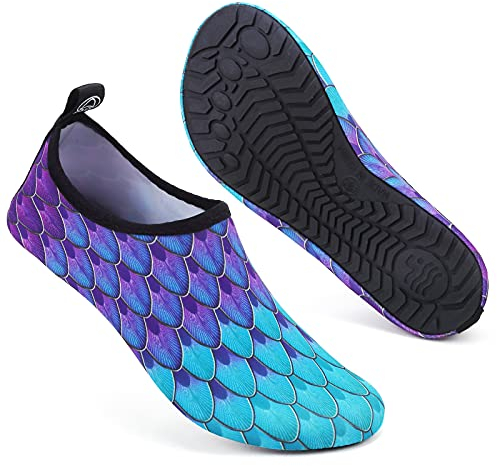 Swim Water Shoes Socks Barefoot Protecting for Sea Beach Swimming Pool Men WomenPurple Mermaid 4.5/5.5 UK (EU 37/38, Asian 38/39)