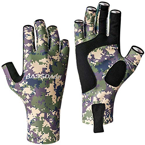 Bassdash Altime Guantes de Pesca sin Dedos con protección Solar UPF 50+ para Hombre y Mujer para Kayak Remo Senderismo Ciclismo conducción Tiro Entrenamiento