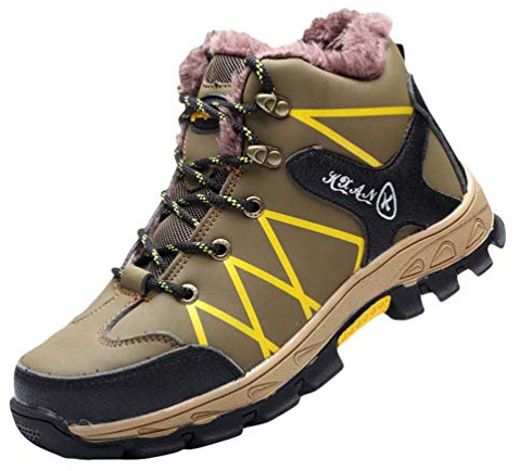 MisFox Zapatos de Seguridad para Hombre con Puntera de Acero, Zapatillas de Trabajo Invierno Zapatos de Senderismo Cálidos y Fríos