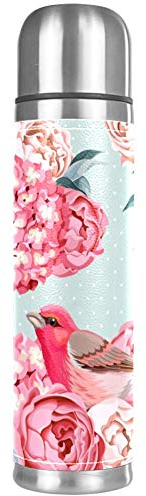 Bouteille isotherme à double paroi avec fleurs et oiseaux Rose - 48 ml