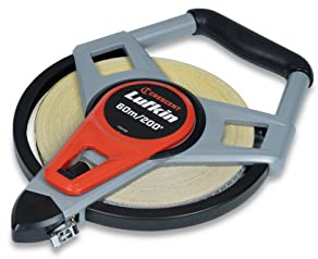 Lufkin FE60CME Glasfaser-Maßband 60m x 19mm / 200' x 3/4, mit metrische und englische Maßeinteilung und 3-zu-1-Rücklaufübersetzung, Orange, 60m/200ft x 19mm/3/4in
