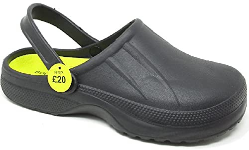 sole london Mens Summer Garden Pool Nursing Hospital Clog Mule Beach Rubber Sandals Shoes Slippers Black