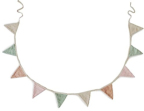 Mushie Girlande, Unisex, Wimpelkette für Kinder- & Babyzimmer | Girlande Kinderzimmer Deko | Wimpelgirlande 100% Bio-Baumwolle | angenehm weich & verspielt