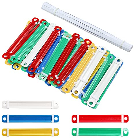 Neikafan 100 Stück 2-Loch-Binder-Clips, bunte Papierverschlüsse, Kunststoff-Aktenstreifen für Büro, Schule, Papierakten, Ordner-Abheftklammern