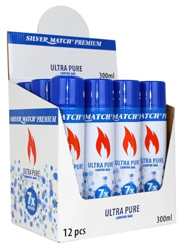 Home-Flair 6X Premium Feuerzeuggas 300ml – Universelles Nachfüllgas für Sturmfeuerzeug, Jet Flame & Küchenbrenner – Butangas – inkl. Adapter