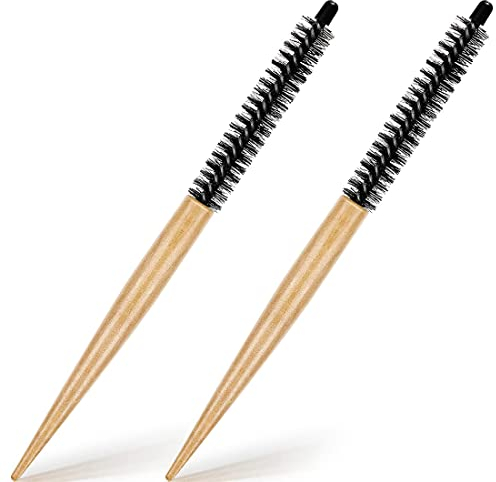 Zeayebsr 2er Pack Mini Runde Haarbürste Kleiner Runder Kamm Massagekamm Teaser Bürste Salon Roller Haarstyling Zubehör für dünnes Haar, kurzes Haar, Pony, Bart