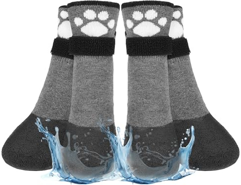 BEAUTYZOO Anti Slip Dog Socks Boots, Dog Shoes for Hot/Cold Pavement Snow Rain Days,Waterproof Grip Dog Booties Paw Protector for Hardwood Floor, Prevent Licking for Small Medium Large Senior Old Dogs