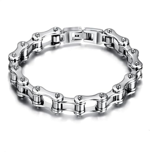 Gionatan Shop Edelstahl Fahrradkette Armband für Männer Frauen Motorrad Fahrrad Silber Farbe Armreif