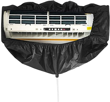 Couvercle De Nettoyage De Climatiseur, Couvercle Anti-Poussière en PVC Étanche avec Corde Élastique Et Tuyau d'eau pour Climatisation 2P, Moins De 1M,Noir