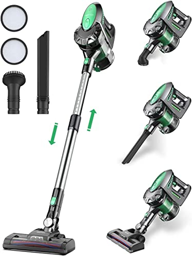 Vactidy Aspirador Escoba Inalámbrica V8, Aspirador Inalámbrico Potente 25Kpa con 35 Minutos de autonomía, 4 en 1 Aspirador Escoba Barato para Duro Alfombra de Pelo de Animales, Batería extraíble