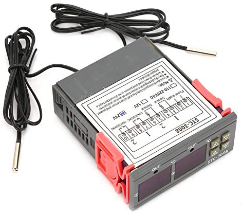 Eujgoov Digitaler Temperaturregler -3008 mit Dual Sonde für Kühlschrank und Gewächshaus 24 V