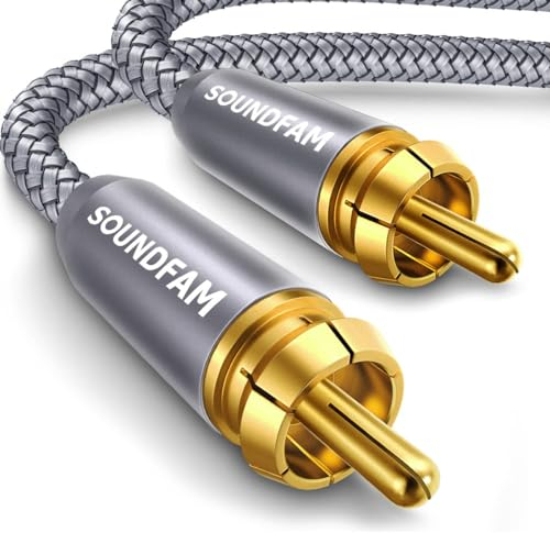 SOUNDFAM PREMIUM Cinch Kabel Subwoofer Kabel LFE Subwooferkabel RCA Digital Audio Koaxialkabel - Grau, 1M