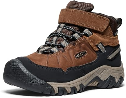 KEEN Unisex-Child Targhee 4 Mid Height Durable Comfortable Waterproof Hiking Boots, Bison/Brindle, 6