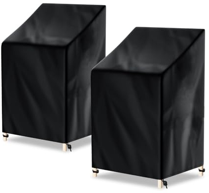 Awnic 2 Stück Stapelstühle Gartenstuhl Abdeckung Telo Oxford 65x75x85/120cm | Gartenstuhl Schutzhülle Abdeckung Hochlehner, UV-beständig, Wasserdicht & Winterfest Abdeckhaube Gartenmöbel