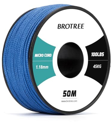 Brotree Micro Cord 1,18 mm 50M Spule Paracord Schnur Polyester Seil | 45kg (100lbs) Bruchlast, Armbänder, Schlüsselanhänger, Hundehalsbänder, Handwerk und DIY
