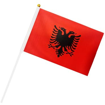 Hrlace Petit drapeau pour événements sportifs 2024 Drapeau à la main 24 pays Tissu double face EM Décoration Drapeaux tenus à la main pour défilés, fêtes de festival, 21 x 14 cm Albanie 50 pièces