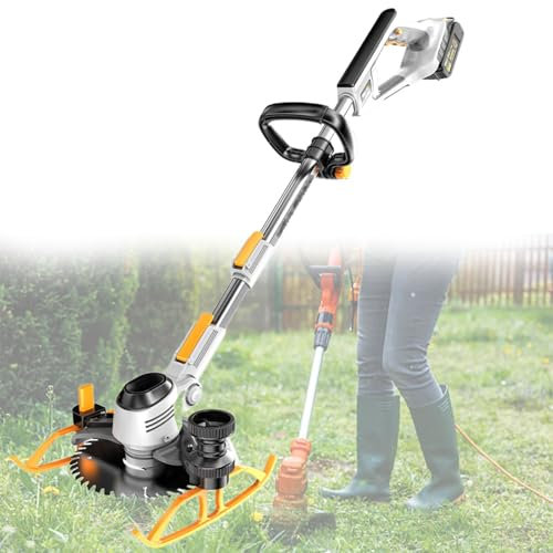 Beachtiful Désherbeur électrique sans Fil, Désherbeur électrique, Coupe-Herbe 3 en 1, Coupe-Herbe léger, avec 3 Types de Lames, Outil de Pelouse sans Fil Weed Wacker, 2 Batteries