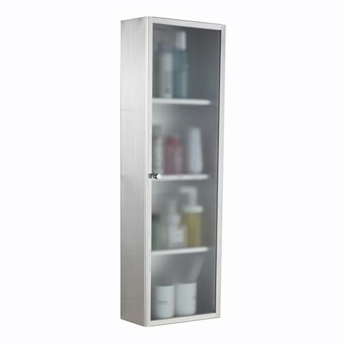XPLKQXE Wandschrank Metall, Wandmontierte Lagerschränke Edelstahl 1 Verstellbaren Regal Und Magnetischen Türen, Oberteil Werkzeugschranks Die Garage Büro/Zuhause(30x13x50cm)