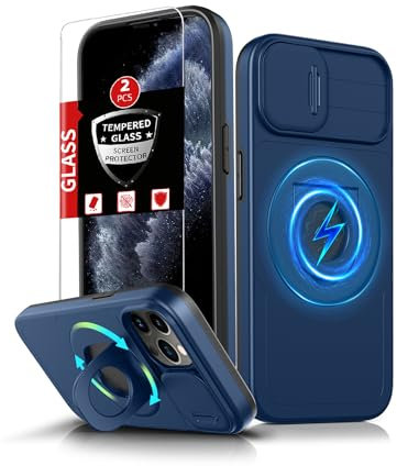 FRLMOOES für iPhone 11 Pro Hülle kompatibel mit MagSafe Magnetisch Schutzhülle,für 11 Pro Handyhülle mit 2 Displayschutz,360°Ständer Ring,Kameraschutz,Hochleistungsschutz Militärischer Stoßfest,Blau