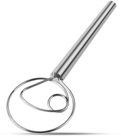 Agttete Fouet à pâte danois en acier inoxydable avec crochet à pâte pour mélangeur de pâte et outils de fabrication de pain, idéal pour les amateurs de pâte au levain