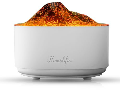 Glostravier Volcano Humidifie for Bedroom with RGB Night Light, Air Humidifier with 8-Hour Continuous Use, 2 Mist Modes, 2 Nozzles, BPA Free