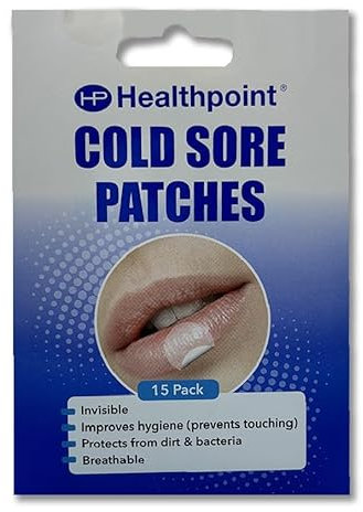 Healthpoint Cold Sore Patches, Pack of 15 Invisible Patches, Discreet Healing, Effective Protection Against Dirt and Bacteria, Prevents Spread of Cold Sores, Improves Hygiene, Breathable