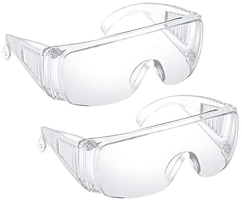 2Pcs Protective Glasses Safety Goggles Safety Over-Glasses Protective Transparent Goggles suitable for Construction Laboratory Outdoor Eye Protection