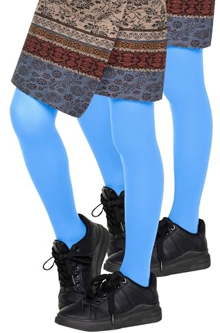 looksy 2-pack flickor strumpbyxor ogenomskinliga 40 DEN mjuka mikrofiber barn strumpbyxor med fötter fritid dansskola balett set med 2 par 98–156 cm [Made in Italy], Azzurro, 98-104