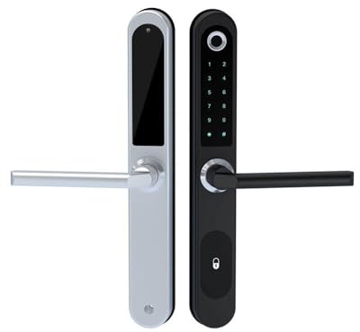 Fingerprint+Digits Pad+RFID Card+APP f/Narrow Side Sliding Door &Folio Door Lock (ODS-Z1-Left-Silver)