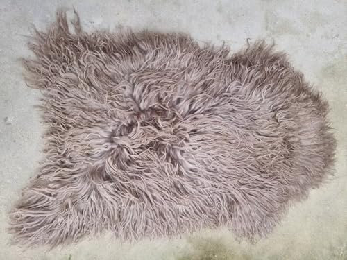 Provellus Premium Langhaar Island Schaffell Schaffelle Fell Lammfell Natur lockig Curly (Hell Taupe, 30x30cm rund)