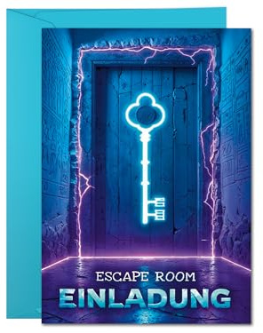 6 Einladungskarten incl. 6 Umschläge Kindergeburtstag Escape Room Party Mädchen Jungen Jungs coole Einladungen Kinder Geburtstag Jungsgeburtstag Mädchengeburtstag Detektiv Geburtstagseinladungen