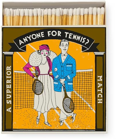 Luxury Matches, Giant Matchbox Gift, Anyone for Tennis Match Box, XL Long Matches, Candles Gift, Extra Long Matches, Coloured Tip Matches, Fireside Matches