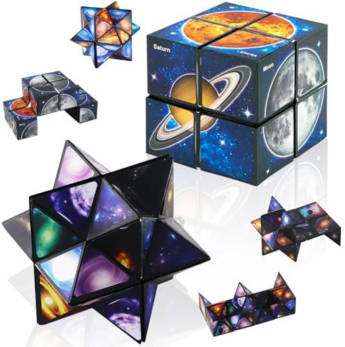 Delsen 2 in 1 Puzzle Würfel,Sternenklarer Himmel Zauberwürfel, Formwechsel Zauberwürfel,Morphing Cube Geschenke,Stressabbau Spielzeug für Kinder Erwachsene
