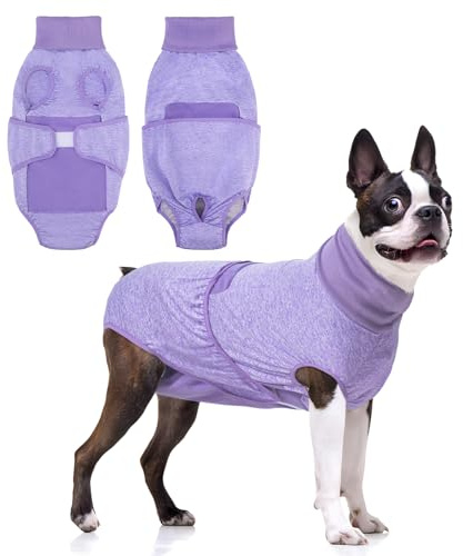 BEAUTYZOO Recovery Suit for Dogs, Dog Surgery Suit Female Spay, Dog Surgical Recovery Onesie Male Neuter, Anti Licking Wounds Puppy Post Surgery Bodysuit Outfit, Cone of Shame Alternative, Purple M