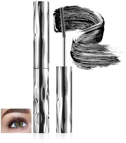 Prreal Metal Mascara Black, Iron Wand Mascara Waterproof, 3D Curling Eyelash Mascaras Brushless Brush Washable, Non-Clumping, Smudge Proof, Long Eyelashes Iron Eye Makeup