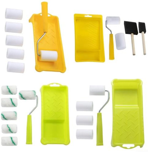 Eawfgtuw Mini-Schaumstoff-Farbroller, 5,1 cm kleiner Schaumstoff-Farbroller, Schaumstoff-Farbroller-Set, 5,1 cm Rollerabdeckung, 1 5,1 cm Rollenrahmen und 1 x 5,1 cm Farbwanne (A)