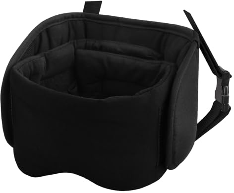 Marjoramy Almohada de Viaje,Almohada de Avión con Máscara para Dormir, Almohada de Soporte Cervical de 360°,Esenciales de Viaje Portátiles, para Asientos sin Reposacabezas,Negra