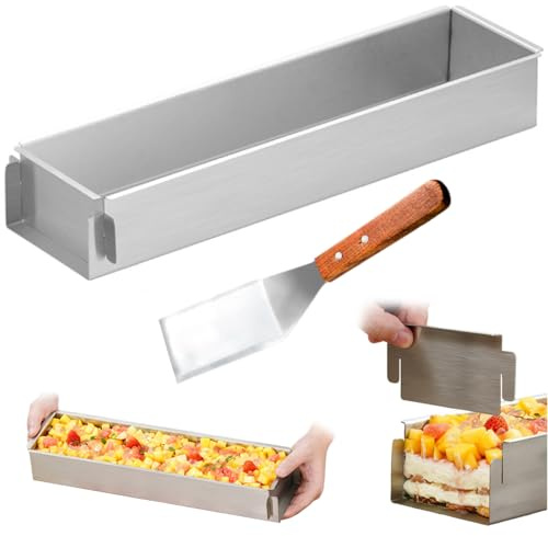 Hintyne Molde Rectangular Para Pasteles 40, 6 X 10 X 5 Cm Antiadherente De Acero Inoxidable Con Pala Fácil De Limpiar Ideal Para Tiramisú Brownie Y Pan.